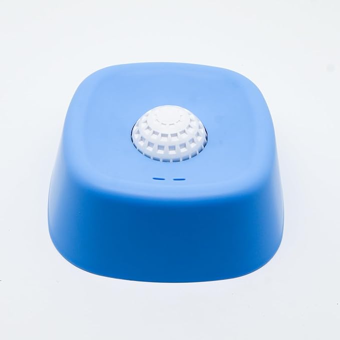 No Spill Dog Bowl with Raised Perimeter, Anti-Slip Slow Feeder for Liquid Treats, Blue/Black Colors, Multi-Purpose for Dogs and Cats (Blue)