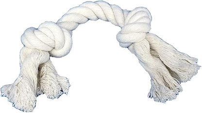 2-Pack Dog Rope Toys for Small & Medium Dogs – Durable 10" Cotton Chew Tug Toys with 2 Knots for Puppy Teething, Dental Cleaning, Boredom Relief, Indoor & Outdoor Play, White