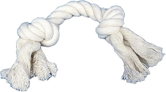 2-Pack Dog Rope Toys for Small & Medium Dogs – Durable 10" Cotton Chew Tug Toys with 2 Knots for Puppy Teething, Dental Cleaning, Boredom Relief, Indoor & Outdoor Play, White