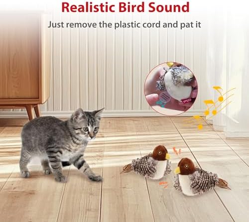 Gigwi Chirping Bird Cat Toys 2 Pack, Automatic Squeaky Toy for Cats - Image 4