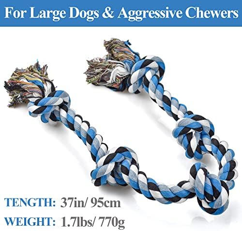 LECHONG Dog Toys for Aggressive Chewers Tough Rope Chew Toys for Large and Medium Dog 3 Feet 5 Knots Indestructible Cotton Rope for Large Breed Dog Tug of War Dog Toy Teeth Cleaning - Image 2