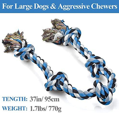 LECHONG Dog Toys for Aggressive Chewers Tough Rope Chew Toys for Large and Medium Dog 3 Feet 5 Knots Indestructible Cotton Rope for Large Breed Dog Tug of War Dog Toy Teeth Cleaning - Image 2