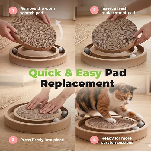 Catify Spin n' Scratch Cat Scratch Pad Refill - Round, 3-Pack - Image 4