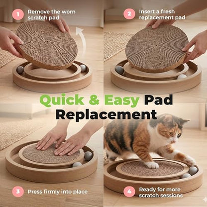 Catify Spin n' Scratch Cat Scratch Pad Refill - Round, 3-Pack - Image 4