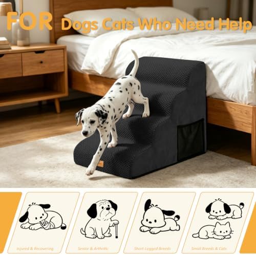 Topmart High Density Foam Dog Steps 4 Tiers, Extra Wide Deep Pet Steps - Image 5