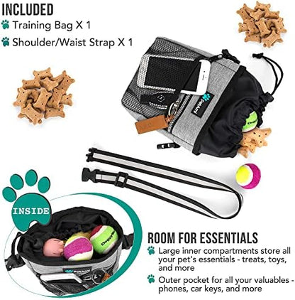 PetAmi Dog Treat Pouch, Pet Treat Pouch For Training, Dog Walking Bag Holder for Kibbles, Pet Food Toy, Dog Trainer Essentials Supplies, Poop Bag Dispenser, 3 Ways to Wear (Heather Gray) - Image 2