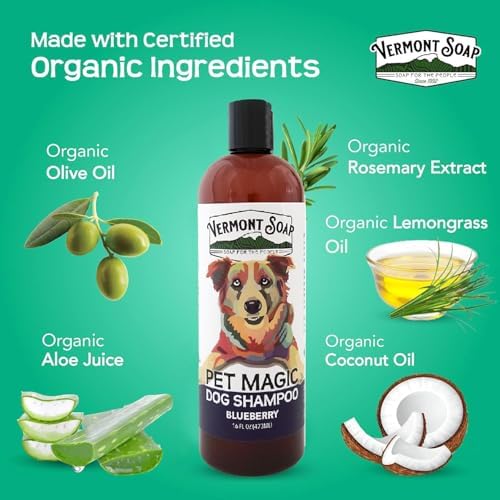 VERMONT SOAP Organic Pet Shampoo, Blueberry Natural Dog Shampoo, 16 oz - Image 4