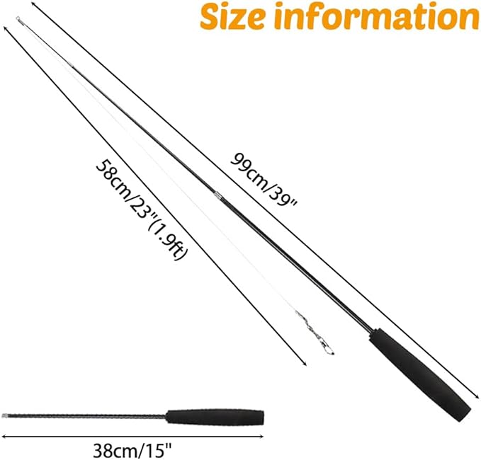 MiOYOOW Cat Toys Wand, Retractable Cat Rod 3-Section Interactive Cat Toys with EVA Non-Slip Handle for Indoor Cats Kittens(Not Include Replacement)