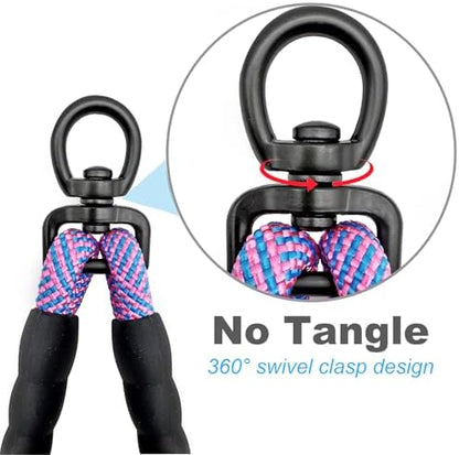 Double Dog Leash Coupler, Heavy Duty Extension Rope for Two Dogs, No Tangle 1/2" Thick Dual Dog Lead Splitter for Large Medium Dogs Over 40 lbs (33"- Pinkblue) - Image 2