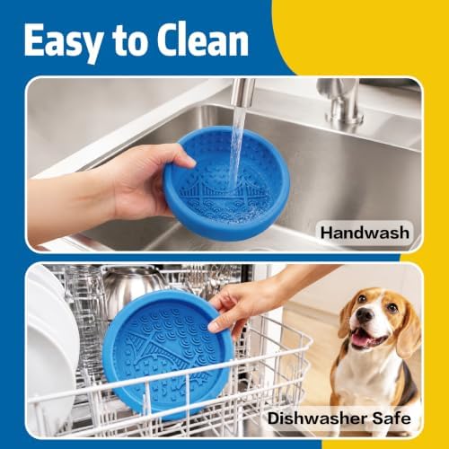 Dog Lick Bowl & Slow Feeder Lick Mat, Blue, Small - Image 5