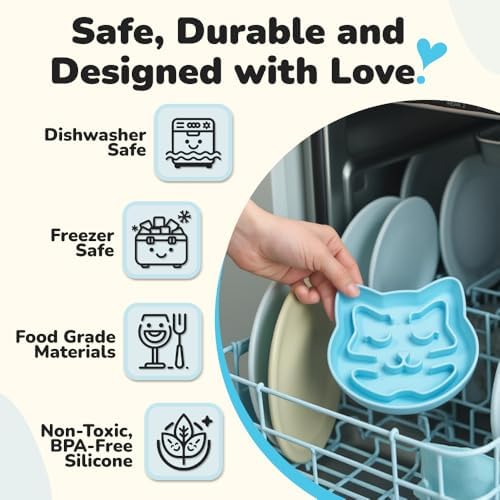 Snuggli Slow Feeder Cat Bowl | Cat Puzzle Feeder for Slow Eating, Mental Enrichment, Digestion, & Bloat Relief | Non-Slip Silicone, Dishwasher Safe, 1 Cup (Lagoon) - Image 6