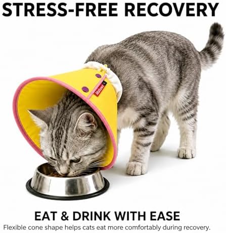 Soft Dog Cone Collar for Dogs & Cats, Adjustable Elizabethan Recovery Collar, Lightweight EPE Material, Post-Surgery Wound Protection (Yellow, S) - Image 2