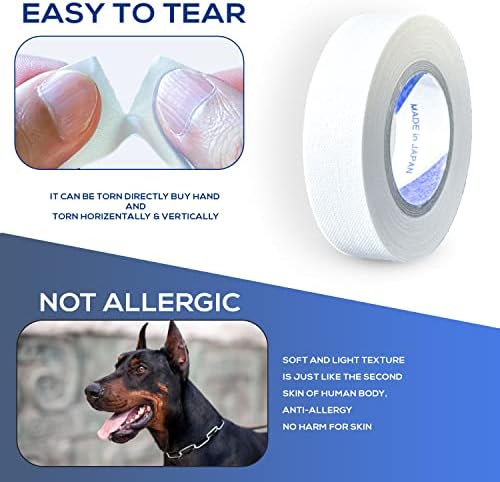 Ear Tape for Dogs 5 Pack with Dog Ear Cleaner Cotton Swabs, Self Adhesive Cotton Tape for Dog Ear Protection and Support, Ear Care Set for Dogs (Tape Width_0.5 inch(12mm)) - Image 3