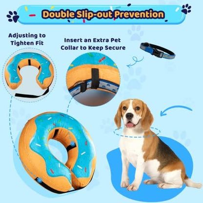 Grand Line Donut Inflatable Collar for Dogs and Cats, Soft Recovery Dog Cone After Surgery, Protective Pet Neck Cone for Small, Medium, Large Dogs, Not Block Vision (Blue, M) - Image 5