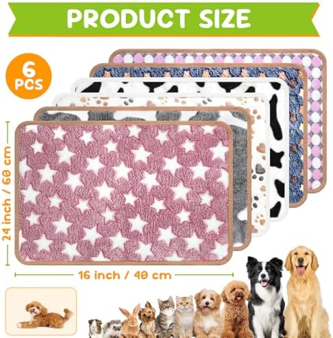 6 Pcs Dog Blanket Super Soft Pet Puppy Blankets Calming Blanket for Small, Medium Dogs Warm Sleep Mat Flannel Blanket for Dogs Puppy Cat (24"×16") - Image 2