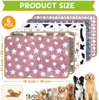 6 Pcs Dog Blanket Super Soft Pet Puppy Blankets Calming Blanket for Small, Medium Dogs Warm Sleep Mat Flannel Blanket for Dogs Puppy Cat (24"×16") - Image 2