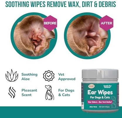Benefit Pet Products Dog Ear Wipes - Ear Cleaner for Dogs to Prevent Infections, Itching & Odor - Aloe & Eucalyptus, Grooming Wipes - 100 Count - Image 3