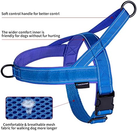 Annchwool No Pull Dog Harness with Soft Padded Handle,Reflective Strip Escape Proof and Quick Fit to Adjust Dog Harness,Easy for Training Walking for Small & Medium and Large Dogs(Blue,S) - Image 4