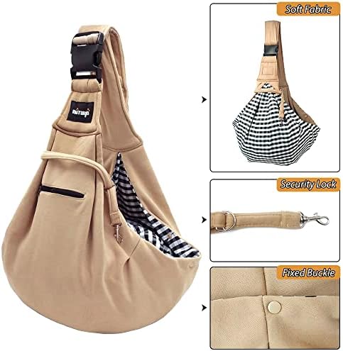 NATUYA Small Dog Carrier Sling Cat Sling,Adjustable Strap Hand Free Pet Puppy for Outdoor Traveling Subway (Apricot) - Image 4