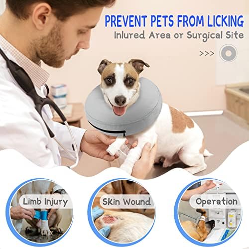 Supet Inflatable Dog Cone Collar for Large Medium Small Dogs, Soft Cone Collar for Dogs Cats, ECollar Doggie Neck Donut Dog Cone Alternative After Surgery - Image 2