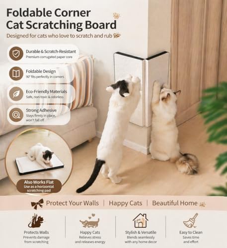 Cat Scratcher Pads, Foldable Cardboard for Corner Walls for Indoor Cats - Image 7