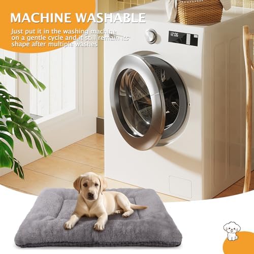 Reversible Dog Bed Mat with Plush and Corn Velvet,Soft Warm Pet Cushion, Dual Purpose Washable Sleeping Mattress Bed for Small Medium Large Dog and Cat XB004 (18 * 13", Light Grey) - Image 6