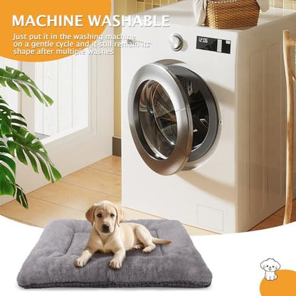 Reversible Dog Bed Mat with Plush and Corn Velvet,Soft Warm Pet Cushion, Dual Purpose Washable Sleeping Mattress Bed for Small Medium Large Dog and Cat XB004 (24"x18", Light Grey) - Image 6