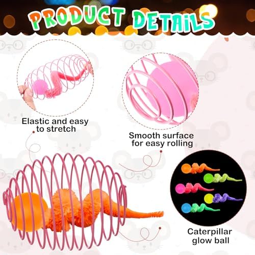 Jecery 5 Pcs Cat Toys Spring,Caterpillar Bouncy Ball,Multicolor - Image 3