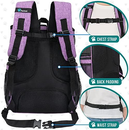 PetAmi Dog Backpack Carrier, Airline Approved 4-Way Entry Cat Bag, Purple - Image 5