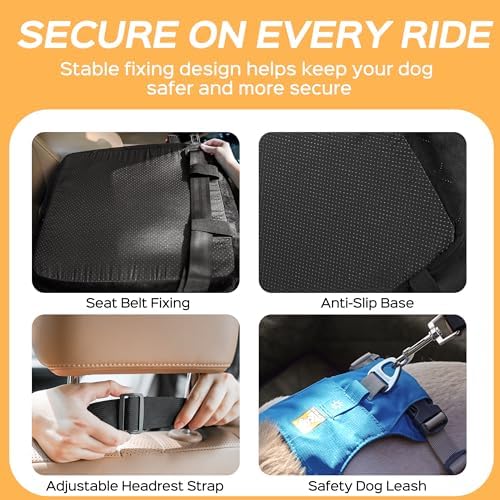 HiPetpy Dog Car Seat 6" Elevated Memory Foam Booster Seat Pet Car Seat - Image 4