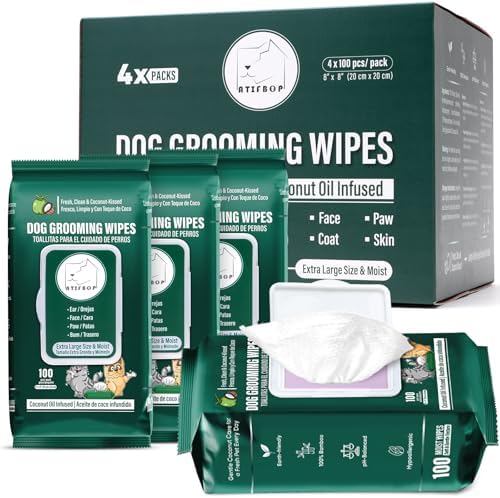 ATIFBOP Dog Wipes for Paws and Butt, 400 ct, Coconut Scented by ATIFBOP