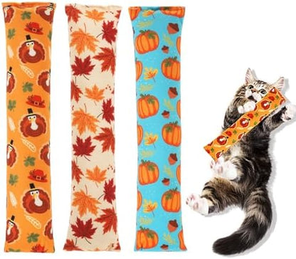 KOOLTAIL Cat Catnip Toys for Thanksgiving, 3 Pack Durable Soft Kicker Toy Filled with Natural Catnip, Interactive Bite Resistant Chew Teeth Cleaning Gift for Indoor Cats Kitten by KOOLTAIL