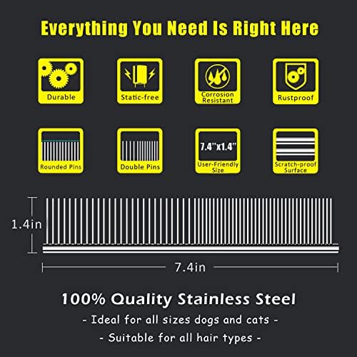 Kopal Stainless Steel Comb Set for Dogs and Cats, Pet Metal Brusher, Silver, Pack of 3 - Image 2