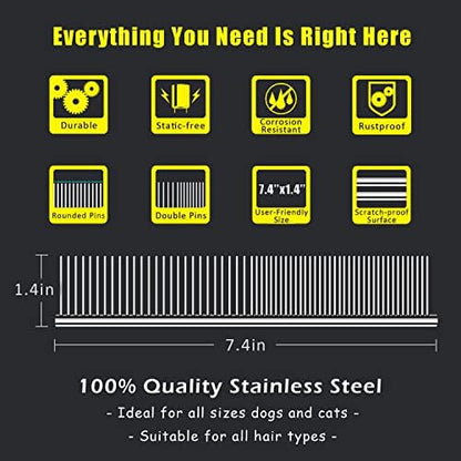Kopal Stainless Steel Comb Set for Dogs and Cats, Pet Metal Brusher, Silver, Pack of 3 - Image 2