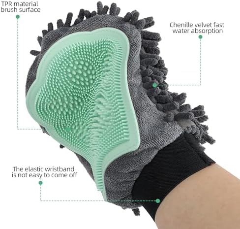 Green Double-Sided Dog Bath Glove Dog Washing Glove for Dogs&Cats - Image 2