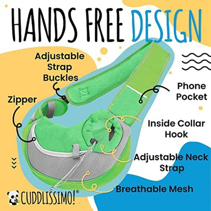 Cuddlissimo Small Dog Sling Carrier, Pet Cat Sling, Puppy Pouch - Green-L - Image 5