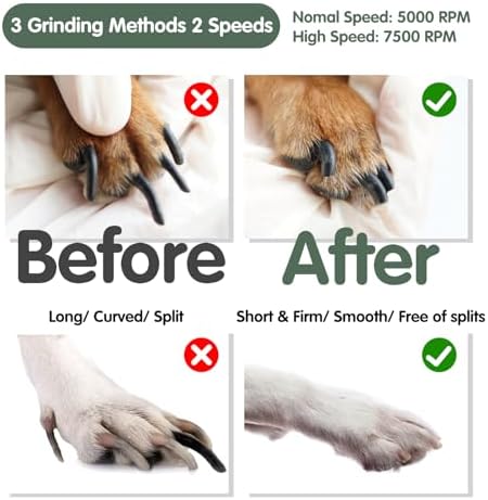 VIWIK Dog Nail Grinder, 2-Speed Rechargeable Dog Nail Trimmers for Large Medium & Small Dogs, Upgrade Professional Electric Pet Paws Grooming, Quiet Puppy Grooming Tool, for Dogs Cats - Image 4
