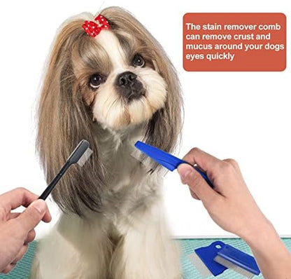 5 Pieces Dog Eye Combs Tear Stain Remover Combs Pet Grooming Comb for Small Dogs Gently Removing Eye Mucus and Crust (Blue, Black) - Image 6