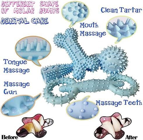 4-Pack Soft Rubber Puppy Teething Toys for 2-8 Months Puppies,Blue - Image 2