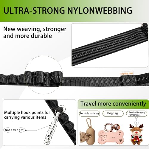 FOVRLZSE Bungee Dog Leash, 4FT–5FT Adjustable, Black - Image 3