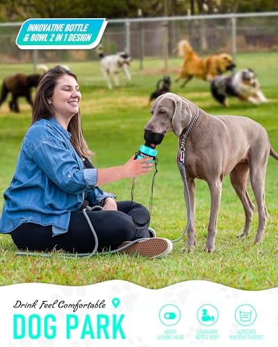 lesotc Dog Water Bottle, Portable Water Dispenser with Bowl, Leak Proof Pet Travel Squeeze Bottle, Puppy Essentials Dog Stuff Accessories for Outdoor Walking, Hiking, Camping - Image 2