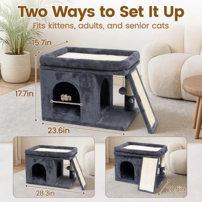 Cat Tree Tower with Scratching Post for Large Kitty, Dark Grey - Image 2