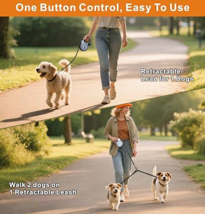 Retractable Dog Leash,16ft Retractable Lead with Bungee Leads for 2 Dogs,Double Leash with Dog Safety Harness Buckle, Extendable Lead 5m for Medium Large Dogs (White, 5m) - Image 3