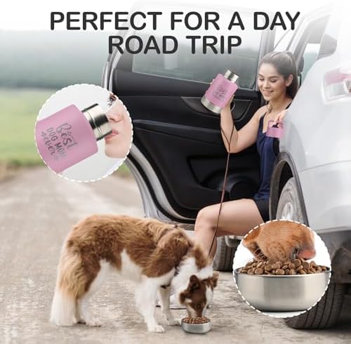 KEWIXY Insulated Dog Travel Water Bottle With Detachable Bowls, Ideal Dog Mom Gifts for Women, Portable Water Bottle Dispenser, For Walking, Hiking, Camping, Outdoor (Pink:Best Dog Mom, 32 Oz) - Image 4