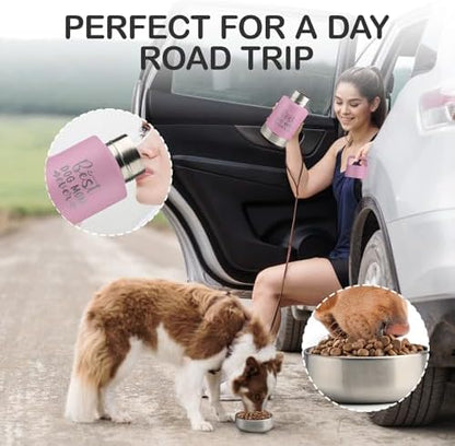 KEWIXY Insulated Dog Travel Water Bottle With Detachable Bowls, Ideal Dog Mom Gifts for Women, Portable Water Bottle Dispenser, For Walking, Hiking, Camping, Outdoor (Pink:Best Dog Mom, 32 Oz) - Image 4