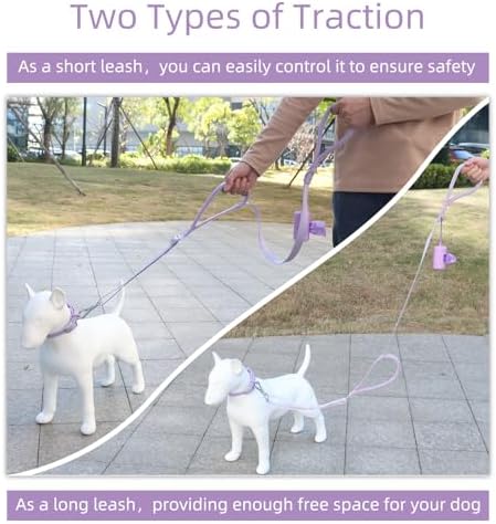 Wisedog Two Handles Dog Leash, Lilac, S|0.8" x 4.2 ft-5 ft - Image 4