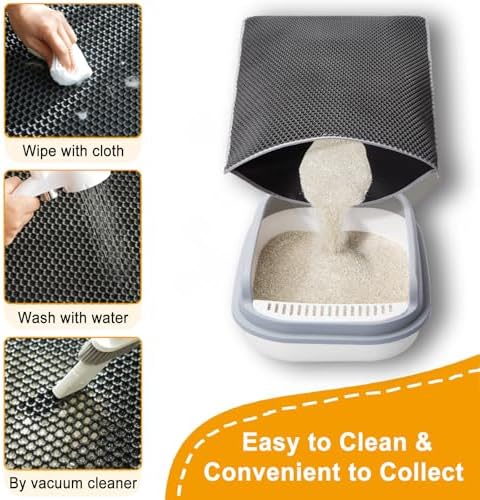 Cat Litter Mat Litter Trapping Mats, 25"x16" Cat Litter box Mat for Floor, 2 Layer Honeycomb Pet Litterbox Matt Catcher Rug, Waterproof Urine Proof, Non-Slip, Soft, Clean Easily, Small - Image 3