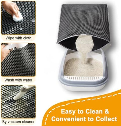 Large Cat Litter Box Mat,35"X 25" Litter Trapping Mat for indoor Cat, Litter box Mat for Floor, 2 Layer Litterbox Catcher Rug for Kitty Pet,Waterproof Urine Proof, Clean Easily, Non-Slip - Image 2