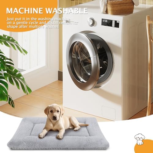 Reversible Dog Bed Mat with Plush and Corn Velvet,Soft Warm Pet Cushion, Dual Purpose Washable Sleeping Mattress Bed for Small Medium Large Dog and Cat XB004 (30"x20", Solid Grey) - Image 5