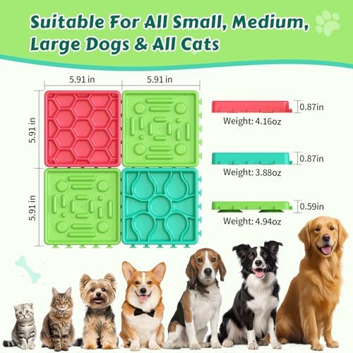 Dog Lick Mat for Training and Boredom Relief, Non-Slip Slow Feeder Puzzle with Suction Cups for All Breed Dogs and Cats, Dishwasher Safe Pet Dish for Dry and Wet Food - Image 2